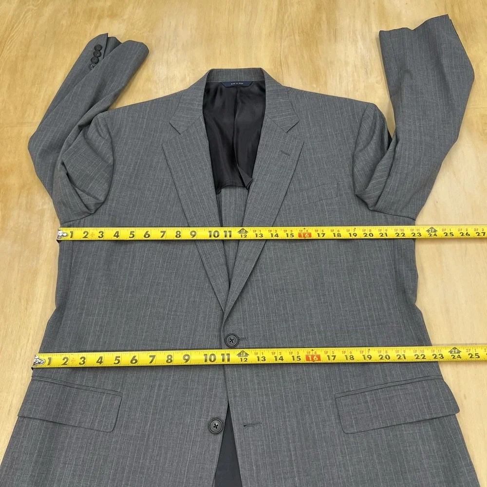 Brooks Brothers Suit Mens 44Long Wool Pleated Pants 37x34 (Unhemmed) Gray/Blue